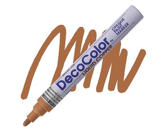 DecoColor, Paint Marker, Copper Ink, Broad Point, Permanent, Wide Tip, Oil Based Paint Pen, Opaque, Gloss, Multi Surface Signature, Metallic