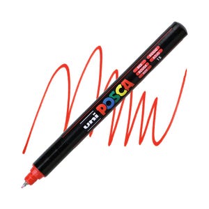 Posca Markers, Paint Marker, Red Paint, 1MR Extra Fine, Ringed in Metal Bullet Tip, Opaque Ink, Acrylic Paint Pen, Permanent Ink