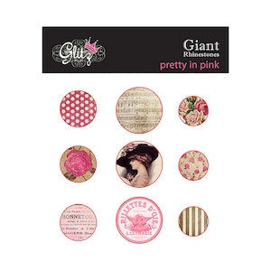 Glitz Design, Pretty in Pink, Riesen-Strasssteine, Emaille-Verzierungen, Musik, Vintage Woman, Blumenpunkte, Polka Dots, Shabby Chic. Streifen