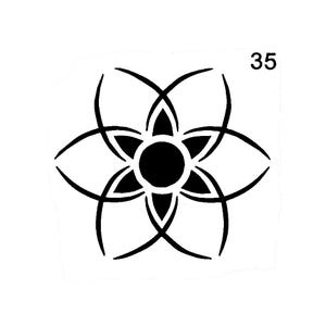Vraiment super pochoirs, mini, pochoir fleur rétro 35, 3,5 pouces, réutilisable, fleurs de marguerite astro, gai, fleur heureuse, super sonique, simple