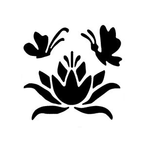 Vraiment super pochoirs, mini pochoir lotus et papillons, 3 x 3 pi, fleurs, été, nénuphar, symbolise la renaissance, papillon, une fleur