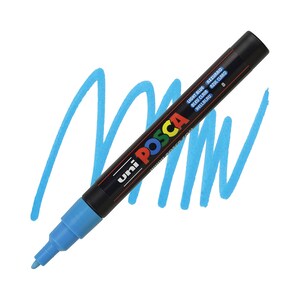 Posca Marker, Lackmarker, Hellblaue Farbe, 3 m feine Spitze, Opake Tinte, Acrylfarbenstift, Permanent, Glatter Fluss, Hellblaue Tinte, Pastell