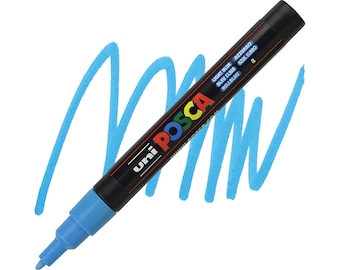 Posca Markers, Paint Marker, Light Blue Paint, 3M Fine Tip, Opaque Ink, Acrylic Paint Pen, Permanent, Smooth Flow, Light Blue Ink, Pastel