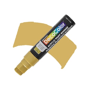 DecoColor, Acrylic Paint Marker, Gold Paint, Jumbo, Wide Point, Metallic Gold, Paint Pen, Opaque, Acrylic Paint, Broad Tip, Waterproof