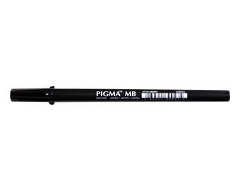 Sakura, rotulador profesional Pigma, pincel mediano, tinta negra, permanente, portátil, trazos medianos, pincel duradero. Trazos versátiles.