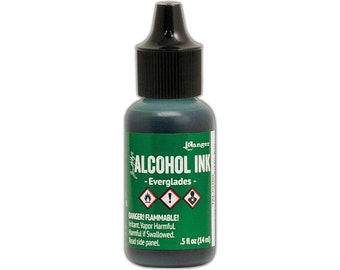 Ranger, Tim Holtz, Alcohol Ink, Everglades Alcohol Ink, .5 fl oz, Green Alcohol Ink, Dark Green Alcohol Ink, Forest Alcohol Ink