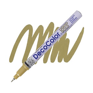 DecoColor, Paint Marker, Gold Ink, Extra Fine Point, Gold Paint, Opaque Marker, Permanent Marker, Oil Based Paint Marker, Gloss
