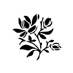 Vraiment super pochoirs, mini, fleur avec boutons 1 pochoir, 3 x 3 pi, réutilisable, fleurs, été, symbolise la force, pétales, feuilles, magnolia