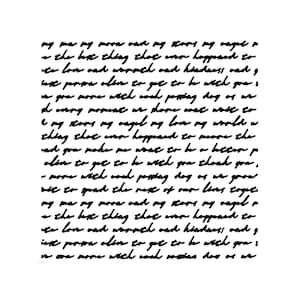 Pode incluir: Um fundo branco quadrado com texto preto manuscrito. O texto, em estilo cursivo, parece ser um poema ou uma mensagem pessoal. A estética geral é simples e íntima, adequada para arte de parede ou papelaria.