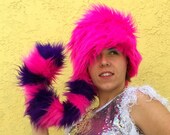 Ravey Crockett furry hat: for cheshire cat costumes, club kids, ravers, burners, kawaii geeks