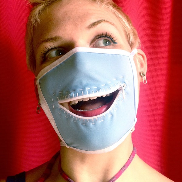 Alice in Wonderland zipper gag mask