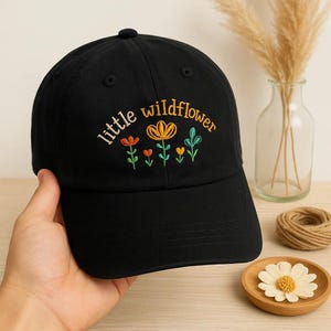 Little Wildflower Embroidered Hat – Floral Baseball Cap, Cottagecore Aesthetic Hat, Nature-Inspired Cap, Garden Flower Gift for Her