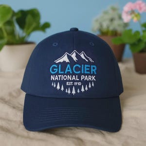 Glacier National Park Embroidered Hat – Wash Cap, Baseball Cap, 2-Tone Cap, Hiking Outdoor Adventure Souvenir Gift for Nature Lovers