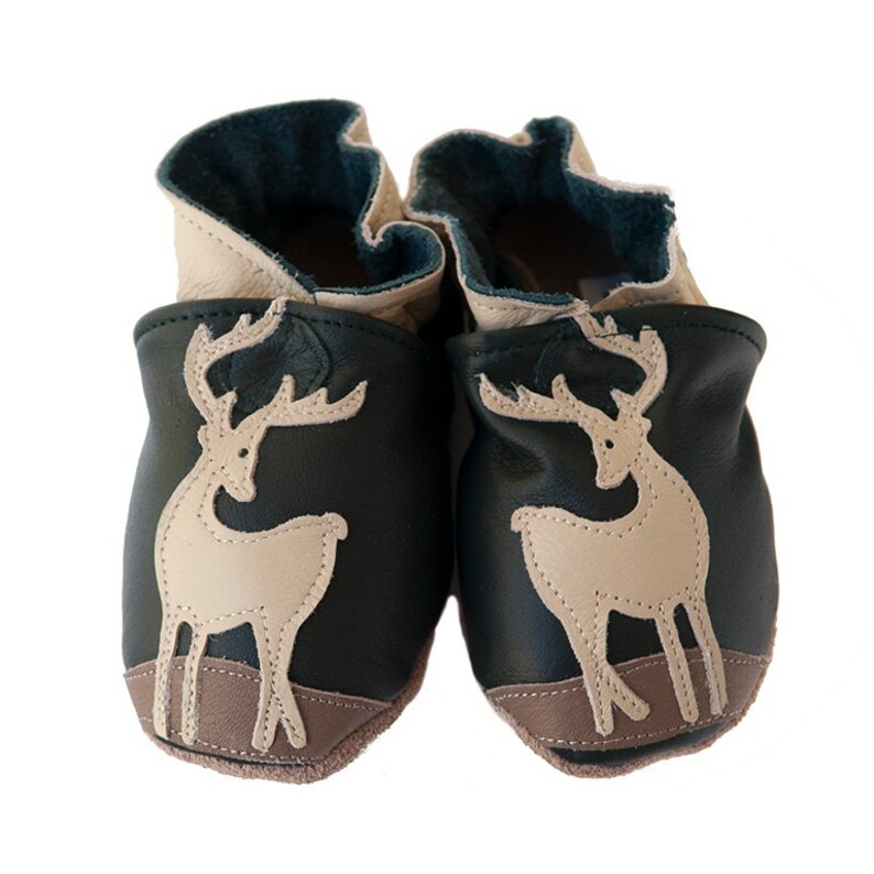 Deer Me (baby Shoes in All-natural Leather, Forest Green) - Etsy
