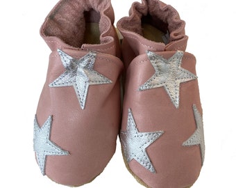 Super Star (baby shoes in all-leather, petal pink with silver)