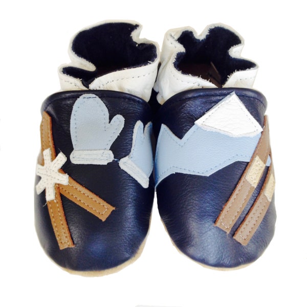Ski Patrol (baby shoes in all-natural leather, navy)