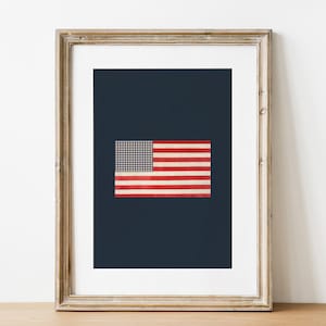 ギンガムチェックのアメリカ国旗ダウンロードアート、アメリカ独立記念日ポスター、独立記念日のアメリカ国旗プリント、素朴なアメリカーナ風壁飾り、即時ダウンロード、プレッピーアート