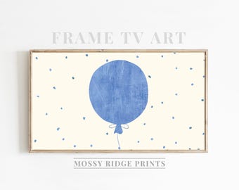 Samsung Frame TV Art Happy Birthday Frame TV Art Blue Balloon TV Art Boy Birthday Tv Art Boy Baby Shower Tv Art First Birthday Tv Art