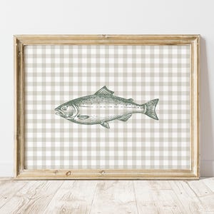 Trendy Vintage Fisch Poster, digitaler Download Wandkunst, Junge Kinderzimmer Angeln Dekor, Cottagecore Spielzeug Zimmer Kunst Geschenk für Fischer Nautik-Druck