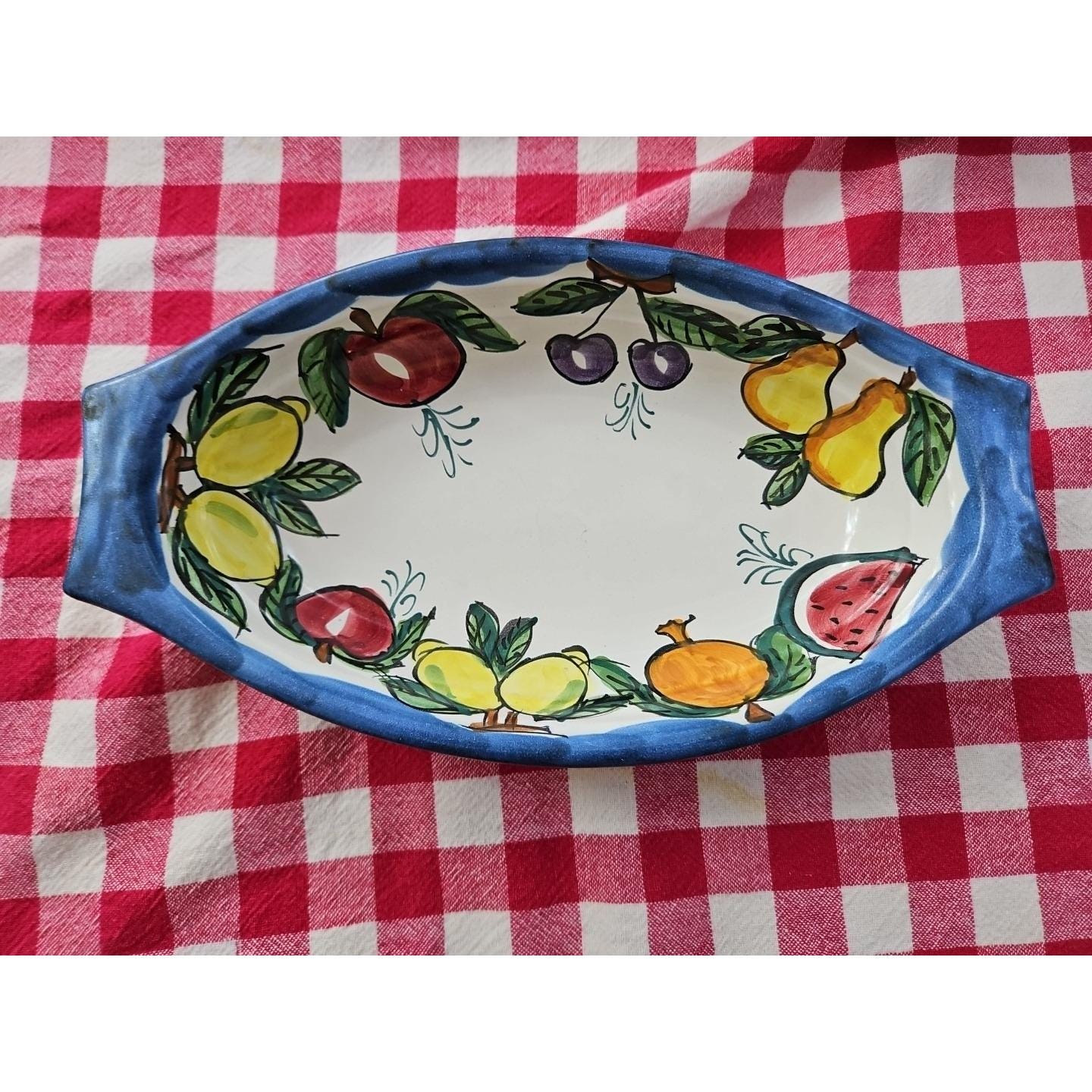 GIOVANNI VIETRI Oval Serving Bowl Dish Italian Pottery Fruit