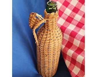 Korbgeflecht gewickelte Demijohn Glasflasche 12 "Vintage italienische Bauernhaus Chic