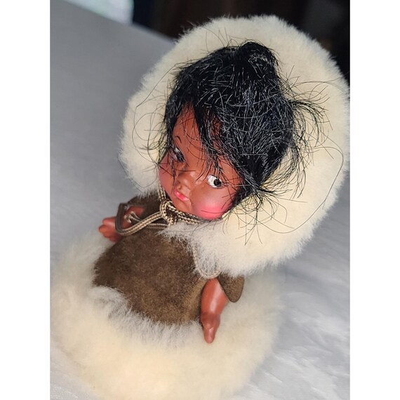 お人形　エスキモー　毛皮 ヴィンテージ エスキモー イヌイット ドール レザー＆ファー 4.5