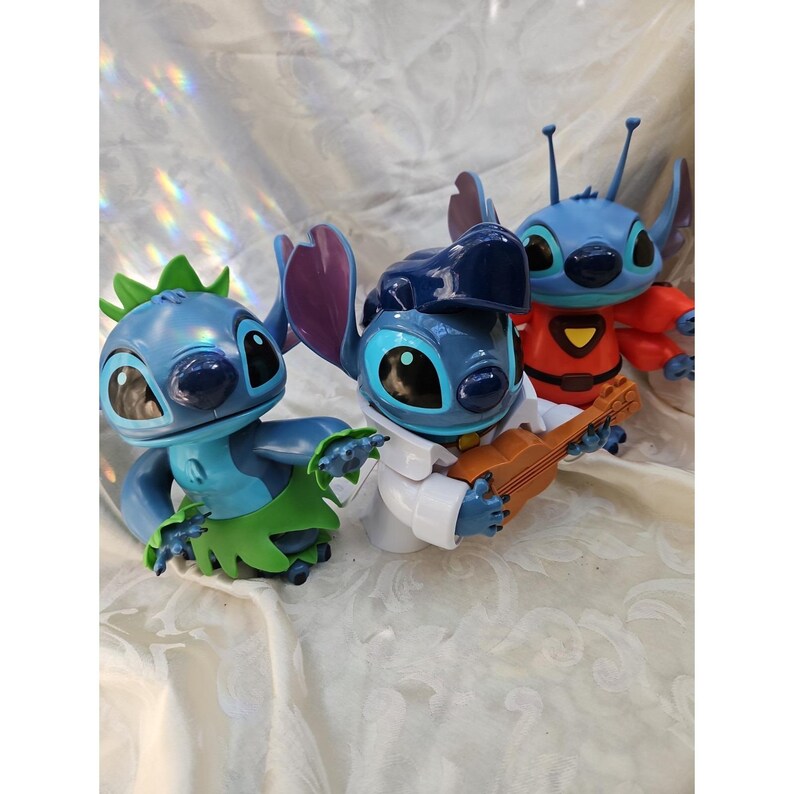 3 figuras de Disney Lilo & Stitch bailando Hula Elvis Experiment Alien de 8" (Lote) imagen 2