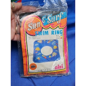 Vintage Kids Pool Floaty Inflatable Swim Ring Sun & Surf Azrak Hamway AHI 1970s