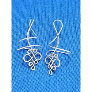 Harry Mason Sterling Earspiral Earrings Abstract Geometric Threader Vintage