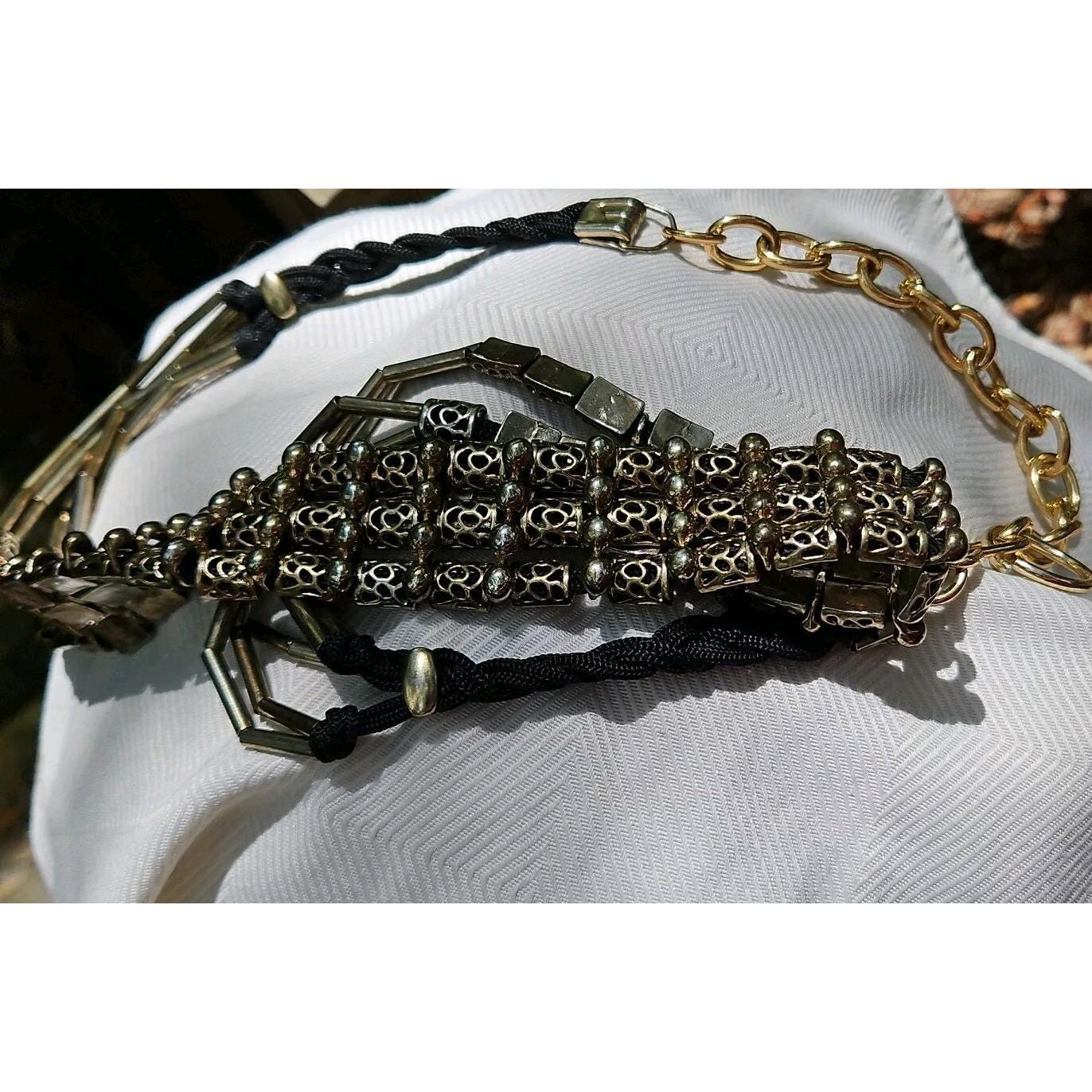 Vintage WIDE Layered Chain Belt MODERNIST Runway Brutalist  display picture 3