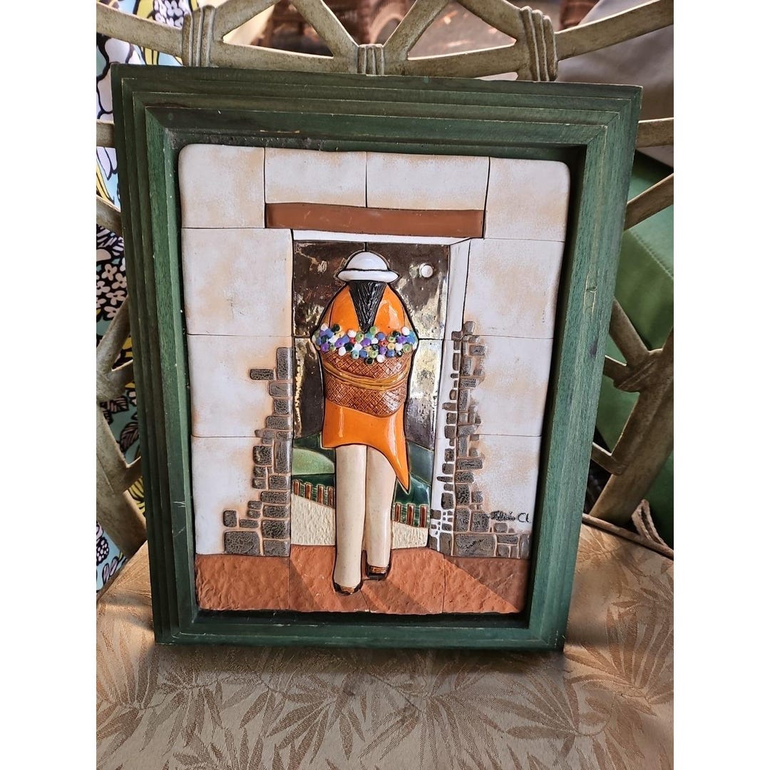 Vintage Tile Mosaic Hispanic WOMAN Folk Art Sculpture FABIAN ALVAREZ ...