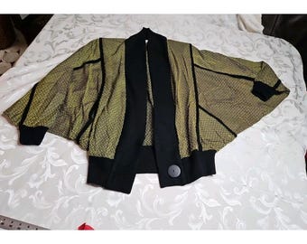1980s Oversized Jacket Cardigan Shoulder Pads BAT WING Barbara Lesser Vintage