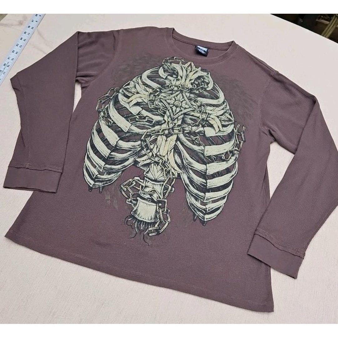 MMA Elite Shirt Ribcage WINGS CHAINS Thermal Waffle Knit Double Sided ...