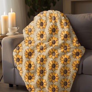 Floral Sunflower Fleece Throw Blanket: Boho Fall Decor