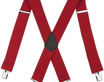 Heavy Duty Mens Suspenders: Extra Strong X-Back Workwear Braces, Adjustable Fit
