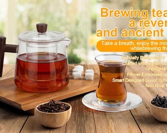 Handcrafted Glass Teapot with Removable Infuser 600ml Stovetop Safe Kettle