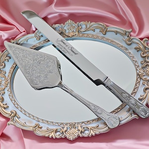 Personalized Wedding Cake Cutting Set,Custom Engraved  Knife Server, Anniversary Celebration