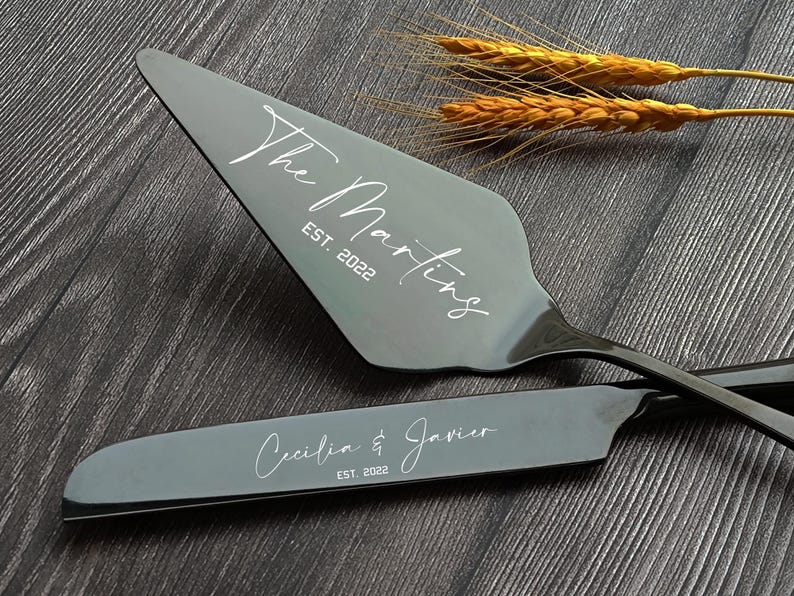Custom Wedding Cake Knife Gift Set - Personalized Cake Knife And Server Set - Sweet Beginnings Cake Server Set