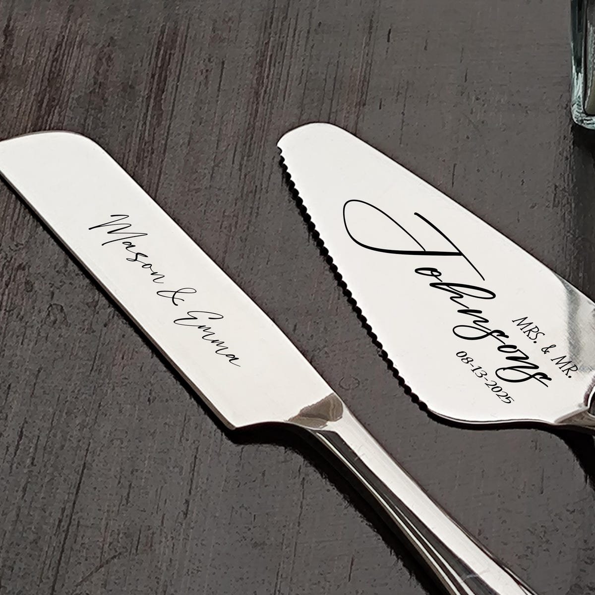 Wedding Cake Knife Server Set – Personalized Anniversary Gift – Engraved Cutlery for Bride & Groom - Etsy
