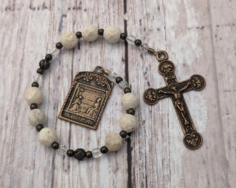 Chaplet of the Annunciation - Catholic Rosary - Niner - Angel Gabriel - Virgin Mary - Fiat - Immaculate Conception - Antique Bronze - Prayer