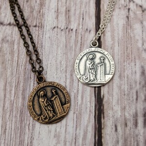 St. Monica Petite Catholic Medal Necklace - Antique Bronze - Sterling Silver - Small Religious Medal - Mother of St. Augustine of Hippo