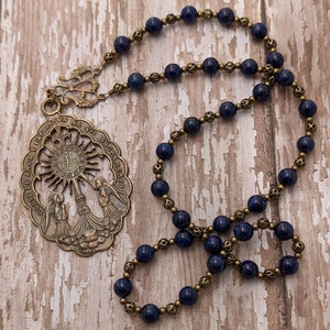 Chaplet of the Blessed Sacrament - Catholic Rosary - Antique Bronze - Lapis Lazuli
