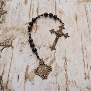 St. George Chaplet Catholic Rosary Beads Antique Bronze Confirmation First Communion Patron Saint Niner image 1