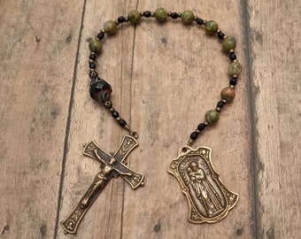 St. Anthony of Padua Catholic Pocket Rosary - Tenner - Chaplet - Antique Bronze - Confirmation - Rosary Beads