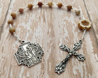 St. Francis of Assisi Catholic Pocket Rosary Chaplet in Sterling Silver