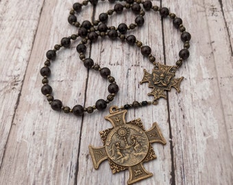 Chaplet of the Blessed Sacrament - Catholic Rosary - Eucharist - Adoration - Spiritual Communion - Antique Bronze - Garnet