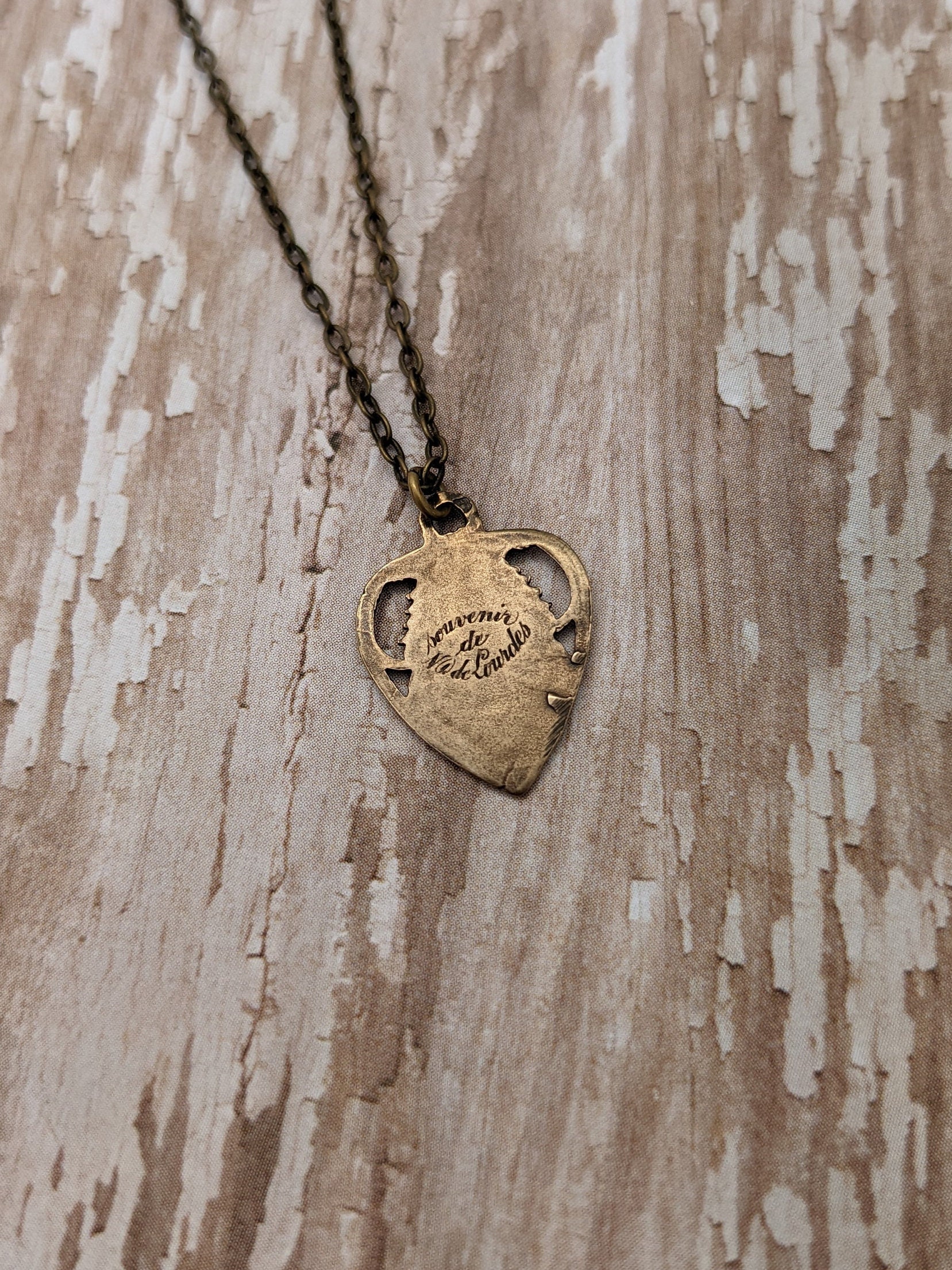 Our Lady of Lourdes Catholic Medal Necklace - France - French - Antique ...
