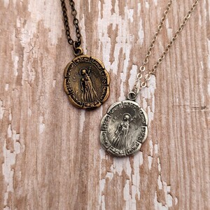 St. Maria Goretti Catholic Medal Necklace Antique Bronze Sterling Silver Vintage Replica Confirmation Saint image 7