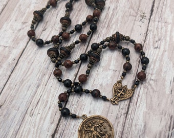 St. Michael the Archangel Chaplet - Catholic Rosary Beads - Antique Bronze - Confirmation