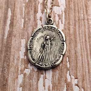 St. Maria Goretti Catholic Medal Necklace Antique Bronze Sterling Silver Vintage Replica Confirmation Saint image 3